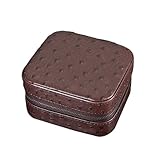 zuousxbs スタイリッシュなオーストリッチプリント腕時計収納ボックス 2スロット 腕時計ホルダー 旅行に優しい時計ディスプレイケース 女性用