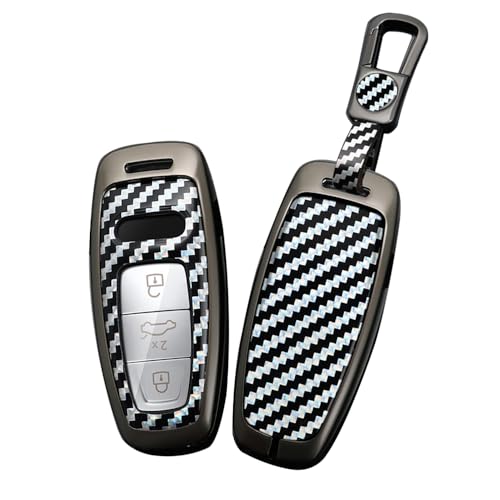 Coque de clé Audi en métal carbone blanc | Protection luxe premium