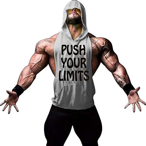 WAZZAP Hombre Camiseta de Tirantes con Capucha Deportiva Sin Mangas Gym Fitness Tank Top T-Shirts Cover