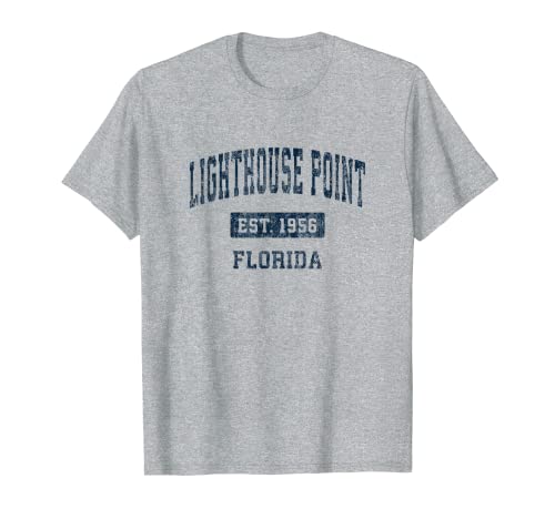 Lighthouse Point Florida FL Vintage Diseño Deportivo Azul Marino Camiseta
