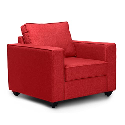 Image of Wakefit Sofa Set | 3 Year Warranty | Sofa 5 Seater, 5 Seater Sofa for Living Room, Wooden Sofa Set, Sofa Set 3+1+1 Seater - Napper(Omega : Red)