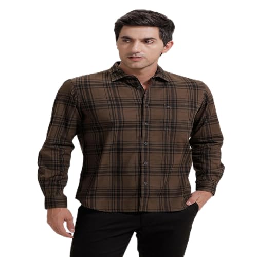 Image of BASICS 100% Cotton Checked Shirt for Men | Slim Fit | Everyday Smart Casual Wear | Full Sleeve