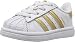 adidas Originals Superstars Running Shoe, White/Gold/Blue, 8K Medium US Little Kid