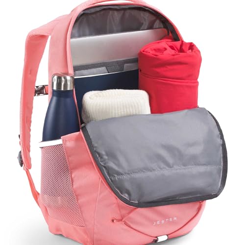 Image of The North Face Women's Jester Everyday Laptop Backpack - Commuter Travel Bag, Laptop Sleeve, Water-Repellent, Coral Crush Light Heather /Coral Crush, One Size