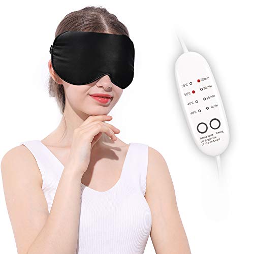 Emacombo Heated Eye Mask Reusable USB Silk Steaming Eye Mask with Temperature/Timer Control for Slee - //coolthings.us