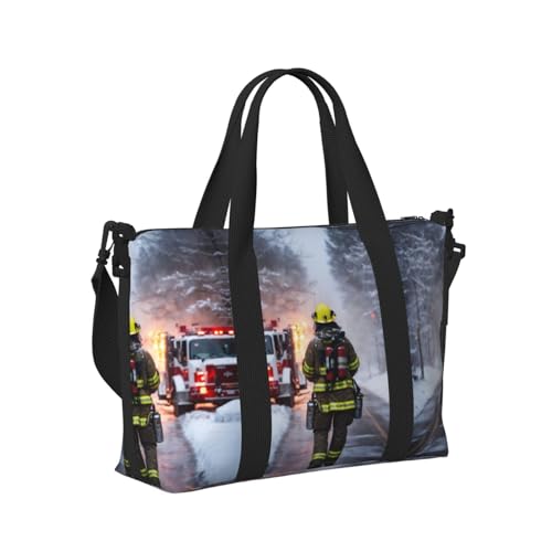 Firefighter Fireman Flame print Gym Bag for Women,Carry on Weekender Overnight Duffle Bag,Personal Item Tote Bag3