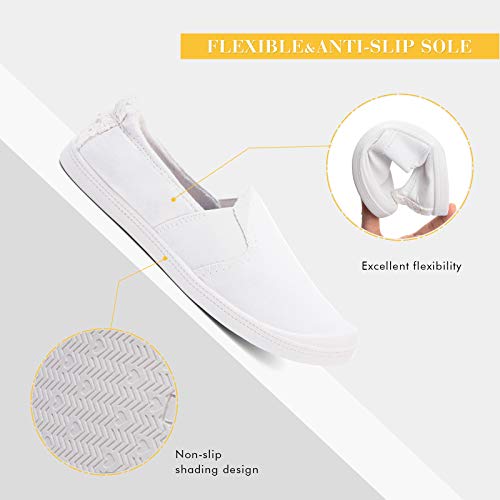 Image of FUNKYMONKEY Slip-On Canvas Sneakers for Women, Comfortable Lightweight Lace-Up Flat Casual Tennis Shoes Breathable Walking Shoes for Everyday Wear