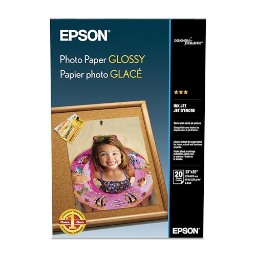 Epson Photo Paper Glossy, 13 x 19 Inches, 20 Sheets (S041143)