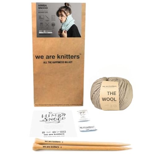 We Are Knitters Himba Snood Beginner Knitting Kit (Taupe) | Easy Flat Knit Winter Snood | Includes Yarn Instructions Carry Bag DIY Gift