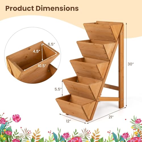 Giantex 5-Tier Solid Wood Outdoor Planter Box - image 4