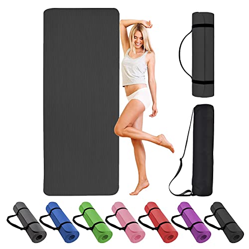 Image of AYSIS 13mm Extra Thick Yoga and Exercise Mat with Carrying Bag for Gym Workout and Yoga Exercise. (Black)