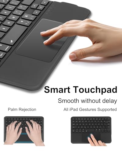 Case with Trackpad Keyboard for iPad mini 7th(A17 Pro, 2024)/6th Generation 8.3 inch,7-Color Backlit Wireless Keyboard Magnetic Detachable Multi-Angle Stand Cover for iPad mini 6 7 Black
