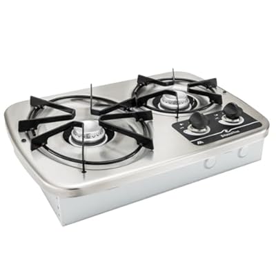 Tough Grade RV 2-Burner Drop-In Cooktop Stainless Steel | Stove Top for RVs, Campers, Motorhomes, and Travel Trailers | Durable, Compact, Space-Saving Design for Mobile Kitchens