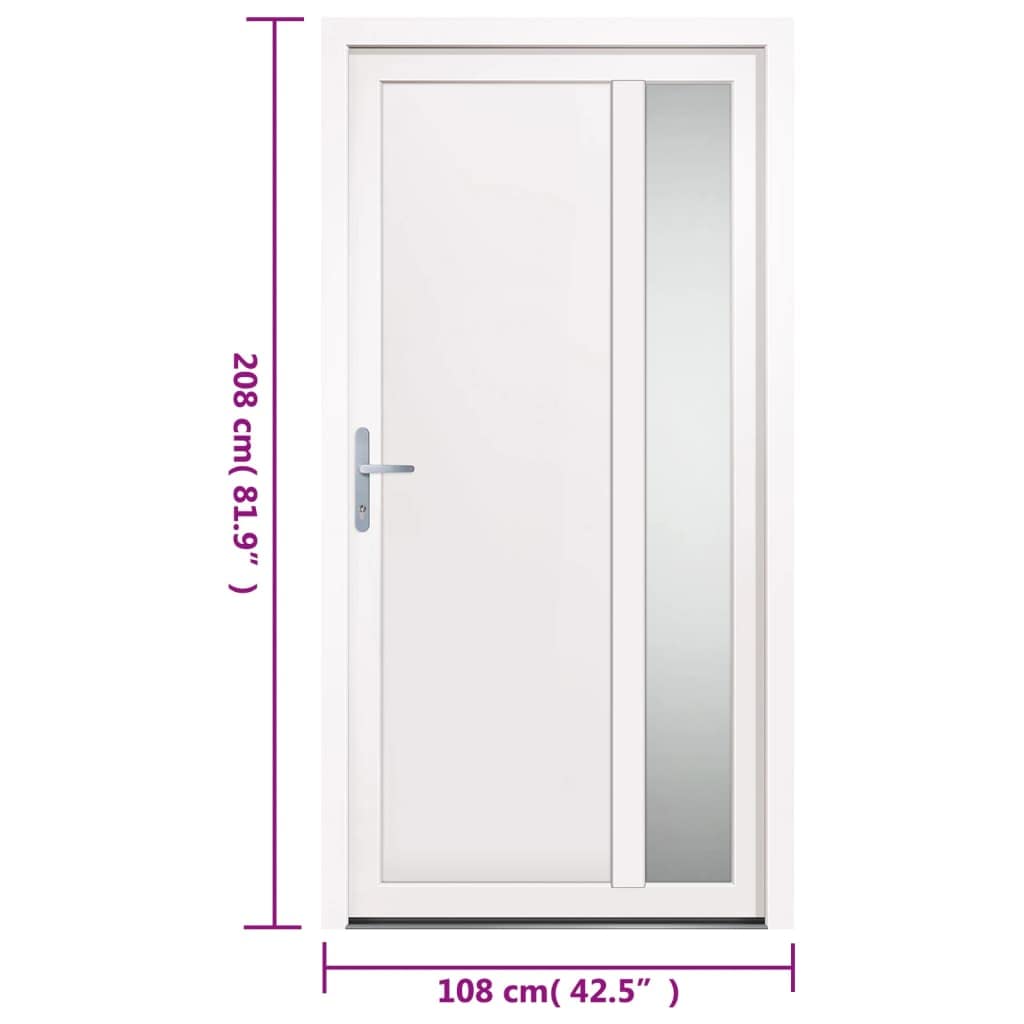 VidaXL Bianca 108x208 cm Porta Ingresso in PVC