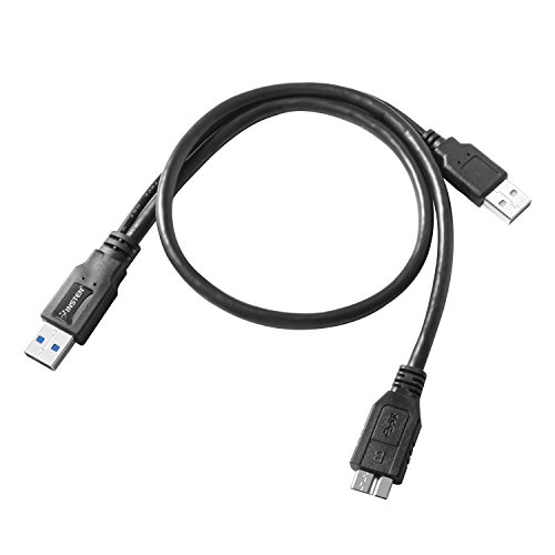 INSTEN Dual USB 3.0 Type A to Micro-B USB Y Shape High Speed Cable for External Hard Drive/Seagate/Toshiba/WD/Wii-U/Note 3/Galaxy S5/HDD Enclosure (21 Inches)(A Male to Micro B) Data Sync and Charging - Thumbnail 2