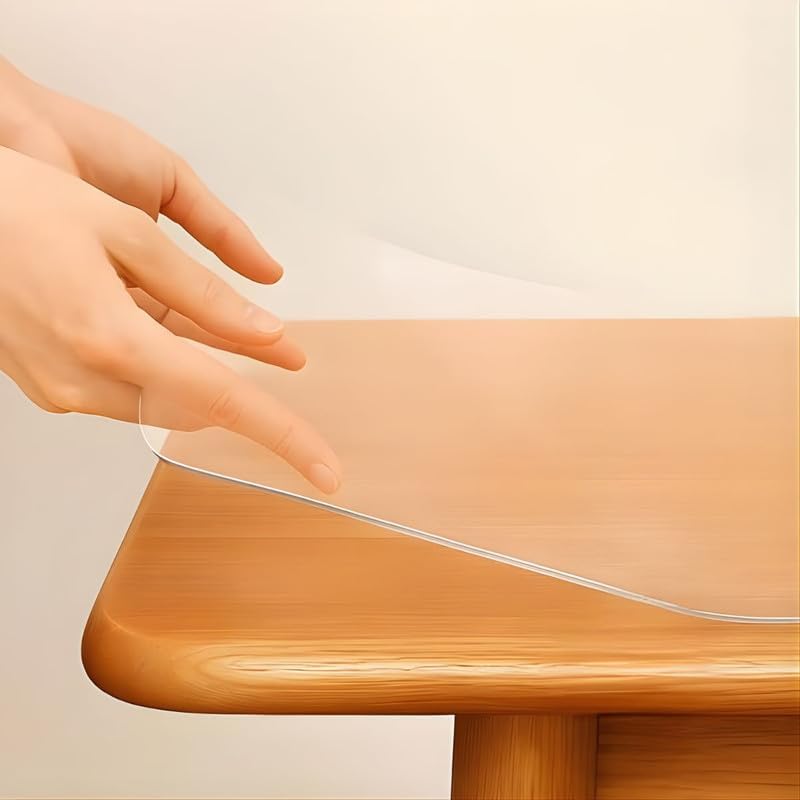 Image of Qlarity Covers 1.5mm Super Shield Dining Table Cover, 23 X 23 Inch Clear | Premium dining table transparent sheet made from durable PVC provides waterproof, anti-slip protection for everyday dining