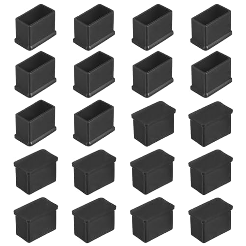 Image of M METERXITY 20-Pack Rectangle Chair Leg Caps, 0.6 x 1.2 (15 x 30mm) PVC Chair Leg Floor Protectors for Chairs /Table /Bed, Furniture Feet Covers Cups Non-Slip End Tips