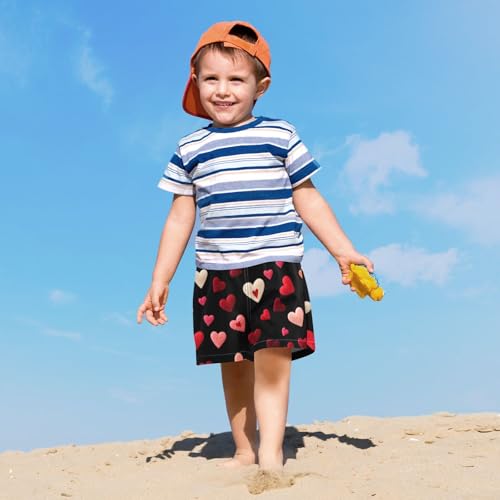 Bolaz Toddler Boys Swimwear Swim Trunks with Compression Liner 4T Embroidery Hearts 6