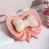 Seifenschale Keramik mit Ablauf, Schleife Seifenablage Waschbecken, Seifenhalter Seifenablage Soap Holder, Seifenschale Keramik Modern für Dusche Badezimmer Waschbecken Küche Zähler (Rosa)