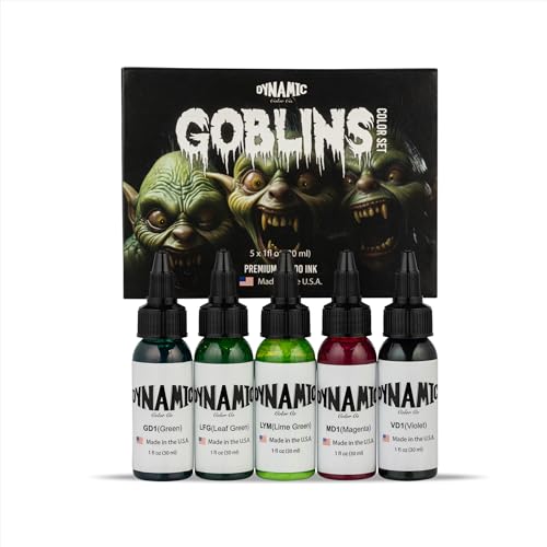 Dynamic Color Co Tattoo Ink Set - Goblins 1oz Color Set, Made in USA, Sterile & Vegan, Since 1990
