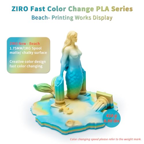Image of ZIRO Fast Gradient PLA, Matte Multi Colors 3D Printer Filament 1kg, Beach
