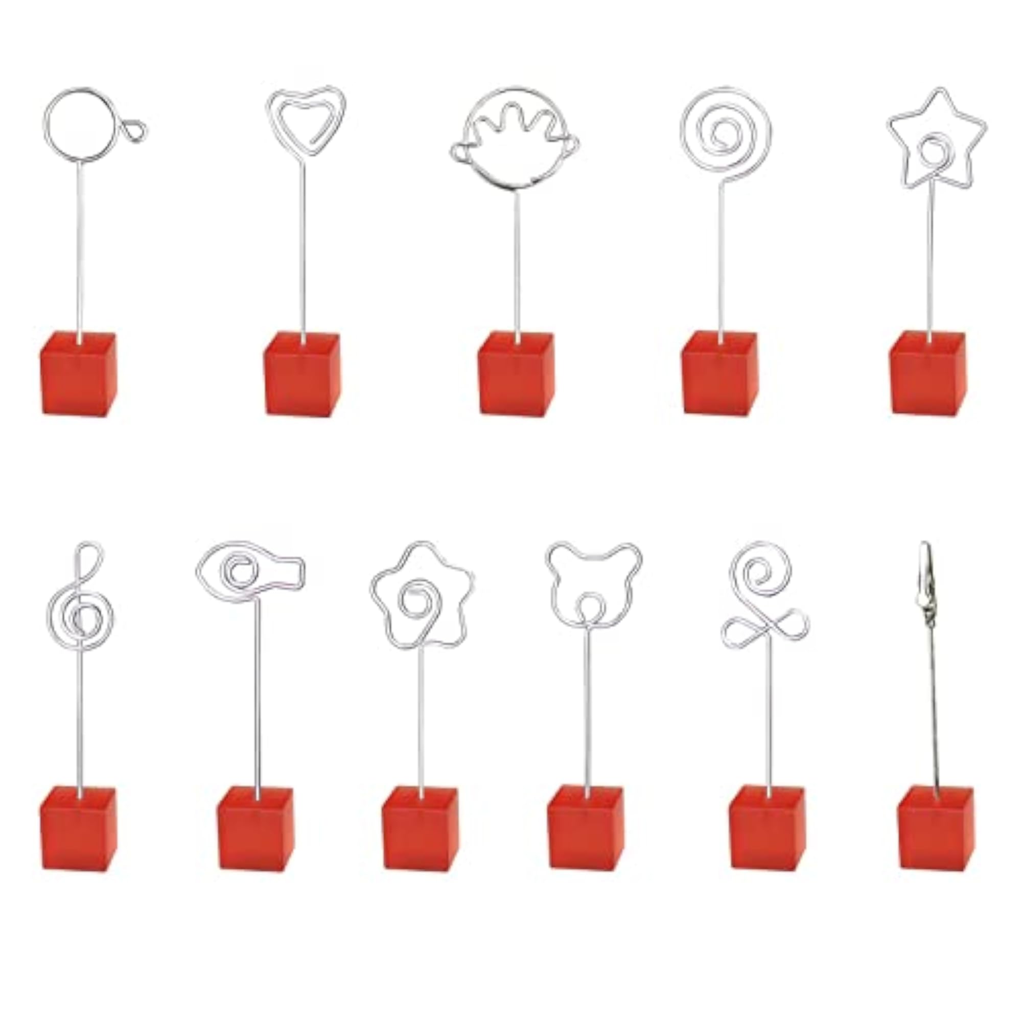 Red Cube Base Photo Clip Holder for Memo Display