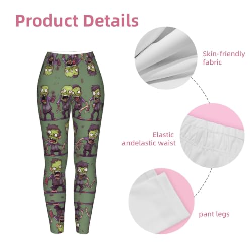Leggings con estampado de zombi para mujer mallas cómodas que no se bajan en el gimnasio 6