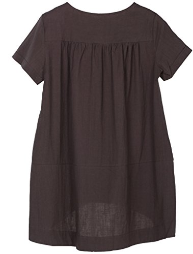 Minibee túnica/blusa feminina de algodão e linho de manga curta, Dark Gray, Medium