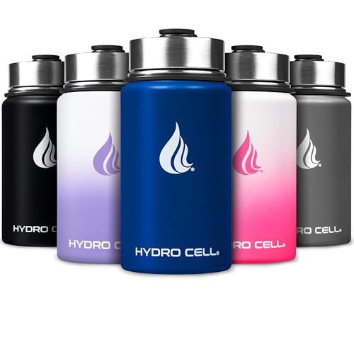 Image of HYDRO CELL Stainless Steel Insulated Water Bottle with Straw - For Cold & Hot Drinks - Metal Vacuum Flask with Screw Cap and Modern Leakproof Sport Thermos for Adults (Navy 14oz)