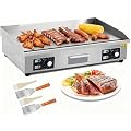 GarveeTech 29" Commercial Electric Griddle, 3000W Stainless Steel Flat Top Grill with Adjustable Temp 122°F-572°F, Non-Stick Surface, Perfect for Restaurants, Home, Outdoor Use