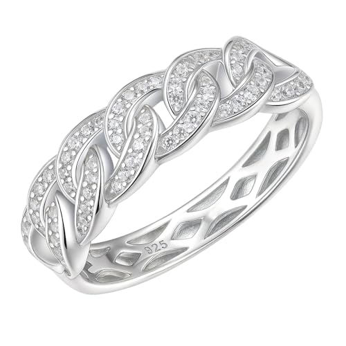 Wuziwen Wedding Bands for Women Infinity Eternity Band Ring for Her Anniversary Stackable Rings 925 Sterling Silver Cubic Zirconia