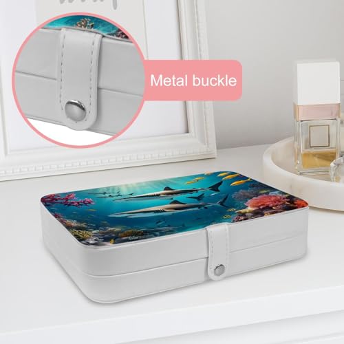 Boîte à bijoux compacte portable requin pour bagues boucles d'oreilles - 7
