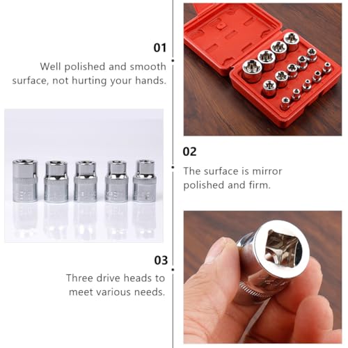 Ensemble de 14 douilles hexagonales E de haute précision en acier avec coffret de rangement - 4