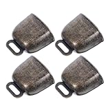 LOORGVEL 4個 ブロンズカラー軽量鉄製カウベル 動物用放牧ベル ハングデコレーション アンチロスト機能付き農場アクセサリー