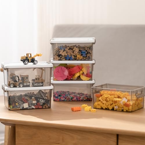 Image of Citylife 1.32 QT 10 Pack Small Storage Bins Plastic Storage Container Stackable Box with Lids for Organizing, Clear Grey.