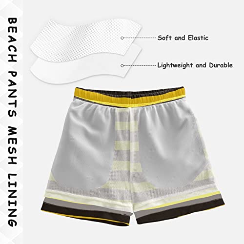 Yellow Black Stripe Bee Boys Swim Trunks Gold Honey Animals Toddler Beach Board Shorts Baby Summer Bathing Suit 4T4