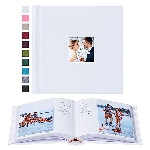 Mublalbum Small 4x6 Photo Album, 100 Pockets, Linen Cover,White