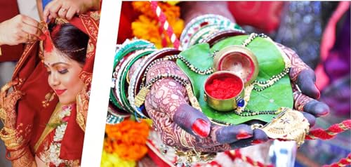 Image of Indian Dark Red Pure Kumkum Powder (Sindoor, Kumkuma, Kum Kum) For Makeup, Pooja And Other Hindu Rituals (Fancy Box 1)