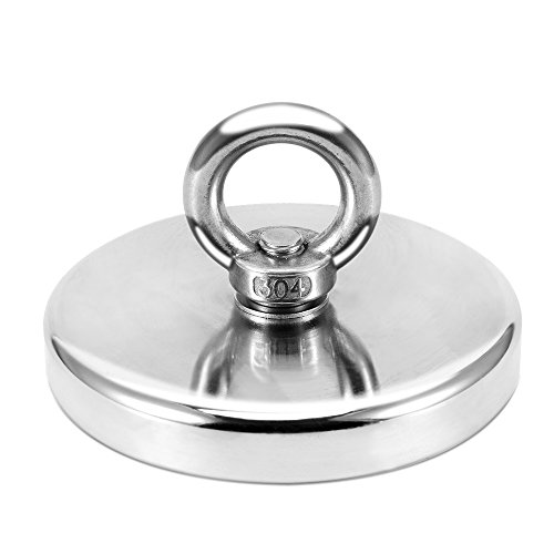 1000 LBS Pulling Force Rare Earth Magnet, Super Strong Neodymium Fishing Magnets with countersunk Hole Eyebolt Diameter 4.72 inch(120mm) for Magnetic Fishing and Retrieving in River (Dia 4.72