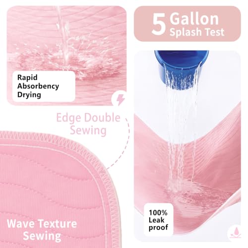 Image of Accompagner Incontinence Bed Pads Washable Waterproof Underpads 36 inchx54 inch 2pc | 4-Layer Heavy-Absorbency Reusable Pee Pads for Adults, Kids, Elderly, Dogs, Bedridden, Bedwetting, Nursing, Sofa (Pink)
