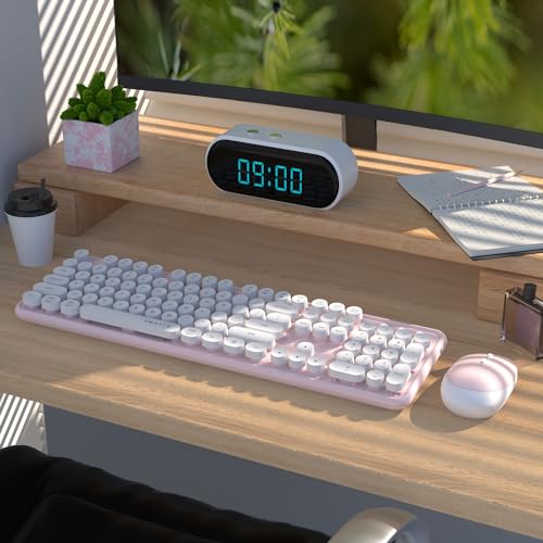 Image of UBOTIE Colorful Wireless Keyboard and Mouse Combo (Pink-White)