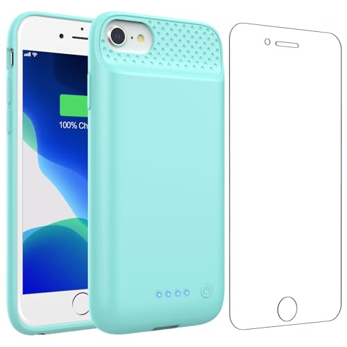 Feob Battery Case for iPhone 8/7/6s/6/SE (2022/2020),Powerful 7000mAh Strong Slim Portable Protective Charging Case,Rechargeable Extended Battery Charger Case for iPhone 8/7/6s/6/SE (2022/2020)-Green
