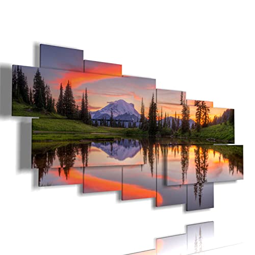 duudaart Quadri 3d Moderni Soggiorno Verticali Rilievo in Montagna Scomposti da per Corridoio Casa Camera Letto Arredamento Luminoso Paesaggi Paesaggio Multipannello Arredo Multilivello 200x111cm