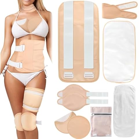 8 Pcs Castor Oil Pack Wrap,Reusable Organic Cotton Castor Oil Pack Kit (Ivory) Cover