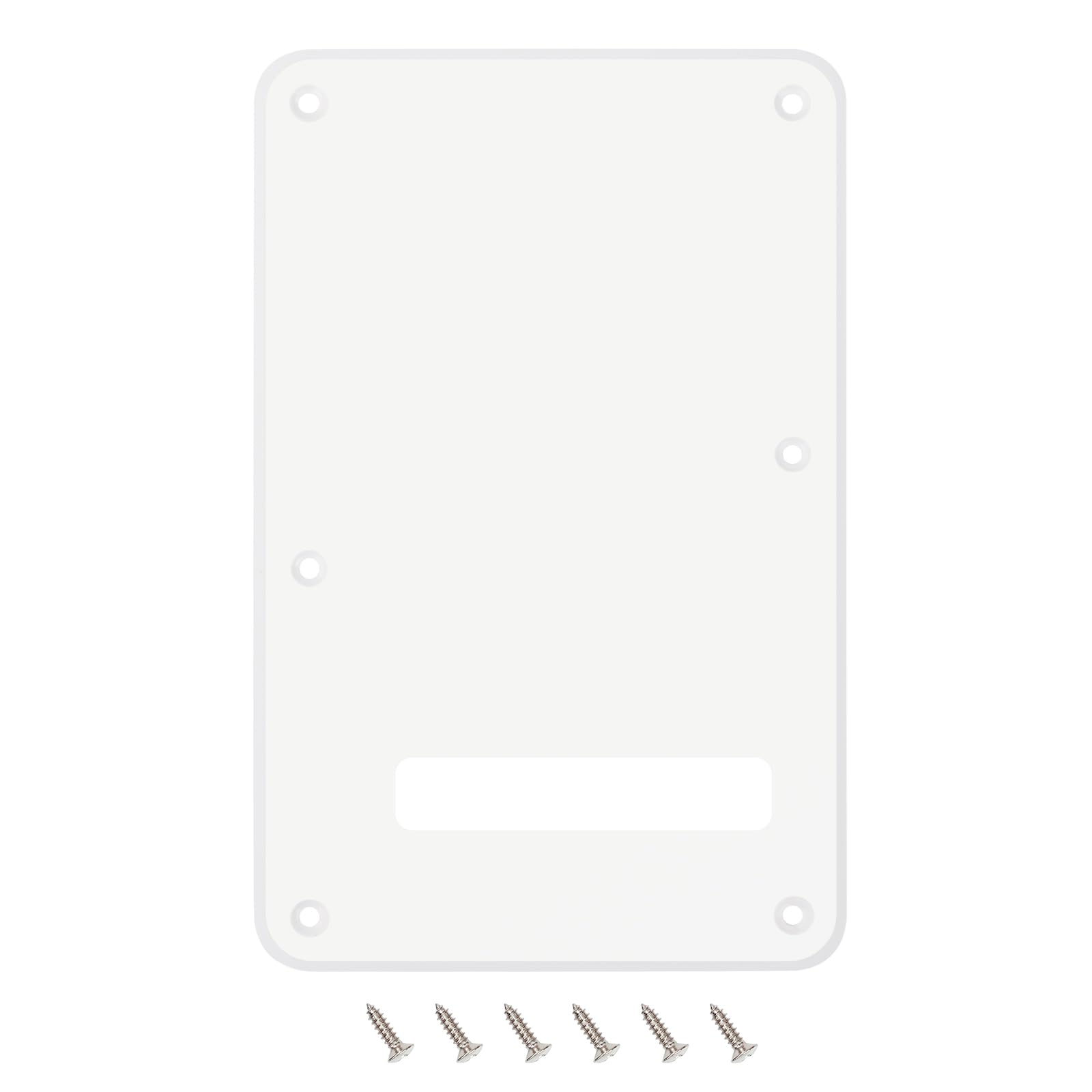 Banworks 1 Ply Electric Guitar Backplate 6-Hole Trem Tremolo Cover for USA/Mexican Standard Strat ST JT/HGB-01 White