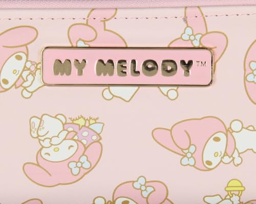 My Melody Allover Sweet Design Faux Leather Full Zip Wallet with Metal Logo Badge2