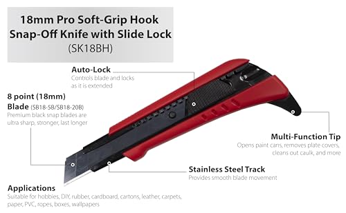 Image of ALLWAY SK18BH 18mm Pro Hook Snap-Off Knife with Slide Lock