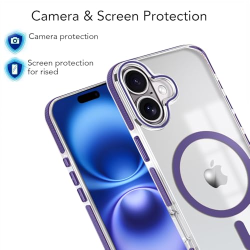 Image of MINTZZ ️ for iPhone 16 Plus Case, Compatible with MagSafe, Military-Grade Protection, Yellowing Resistant, Scratch-Resistant TPU Back, Magnetic Phone Case for iPhone 16 Plus Purple