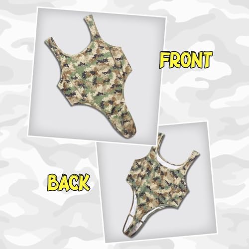 Mens Camouflage Bodysuit Deep U Neck Sleeveless Tank Top Adult Men's Leotard Romper for Adults2