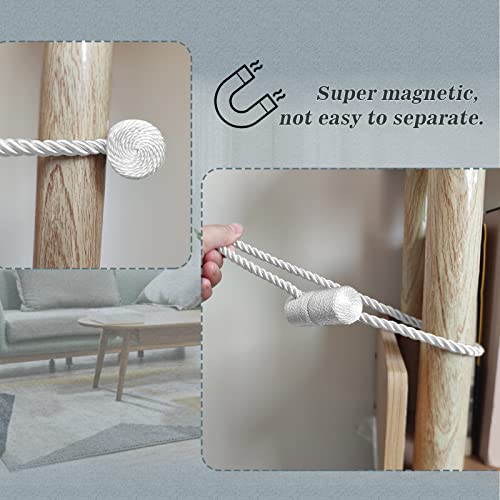 image for Hion Magnetic Curtain Tiebacks White 6 Pack, Curtain Tiebacks Buckles 